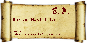 Baksay Maximilla névjegykártya